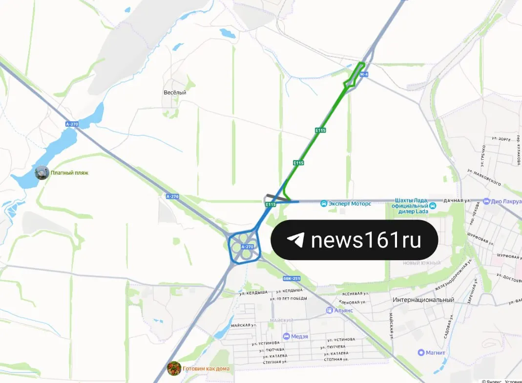 С 30 июля по 13 августа проезд по путепроводу на 1000 км на М‑4 «Дон» будет закрыт из‑за ремонта. Объезд в сторону Ростова‑на‑Дону — через разворот на 998 км.