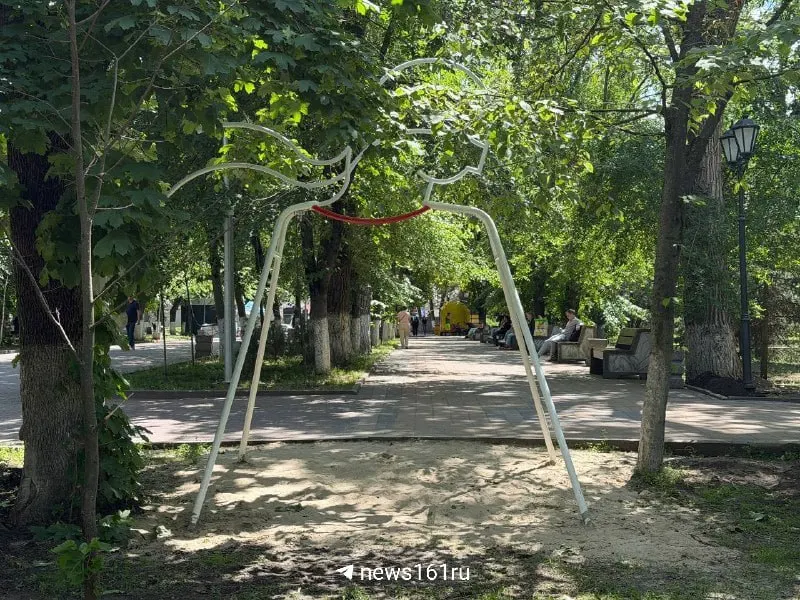 На Пушкинской улице появился новый арт-объект — качели в виде силуэта матери.