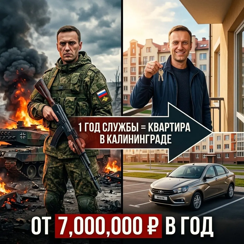 На странице рекрутёрского проекта обнаружили нейросетевое изображение Алексея Навального. Сайт с адресом в Ростове‑на‑Дону обещает выплаты, списание долгов и «квартиру в Калининграде» за год службы.