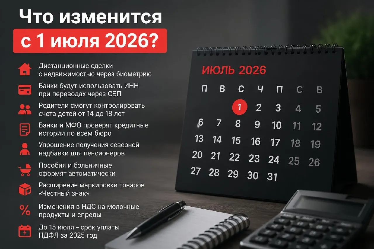 С 1 июля вступают в силу несколько важных нововведений: дистанционные сделки с недвижимостью по биометрии, использование ИНН в СБП банками, автоматическое назначение ряда выплат и другие меры.