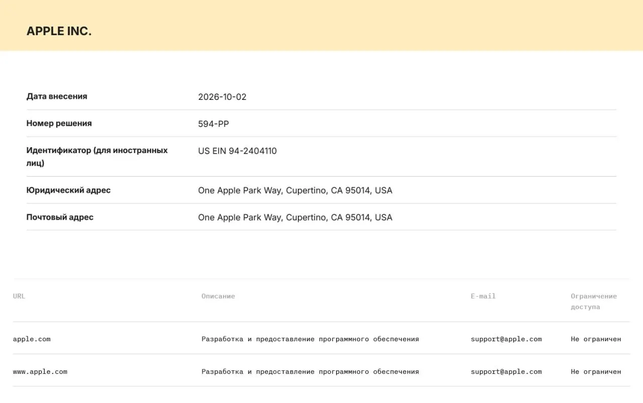 Роскомнадзор обязал Apple и Microsoft хранить данные пользователей на серверах в РФ и передавать их силовым структурам по требованию. За нарушение предусмотрены штрафы и возможность блокировки сервисов.